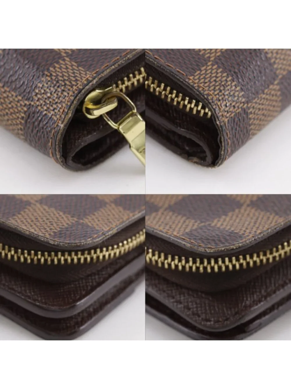 Louis Vuitton Compact Zip Damier Canvas Brown Bifold Wallet